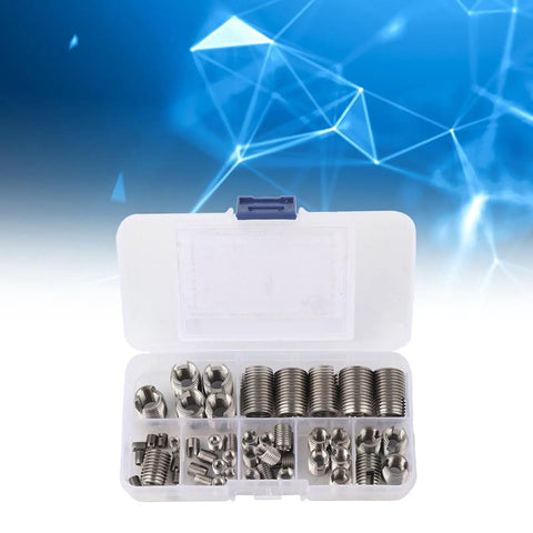 Thread Repair Kit 50 Pcs 302 Stainless Steel Inner Thread Self Tapping Inserts Set Pro Grade For Metal Bolts Damaged Threads Repair And Reinforcement Tool Tap Inserts For Heavy Duty Fastener Restoration in plastic case