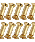 Ten Piece Brass Knife Handle Rivets Set For Five Millimeter Holes With Flat Hex Head Screws Locking Design Durable Hardware