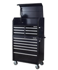Rolling Tool Cabinet With Detachable Top Toolbox Two In One Modular Tool Storage Cart Lockable Wheels And Ball Bearing Sliders Beefy Heavy Duty Metal Chest In Black Powder Coat For Garage Workshop And Warehouse, open