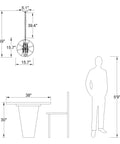 Four Lights Crystal Cage Chandelier dimensions with 15.7 in diameter and 59 in height, shown next to a table and person for scale.