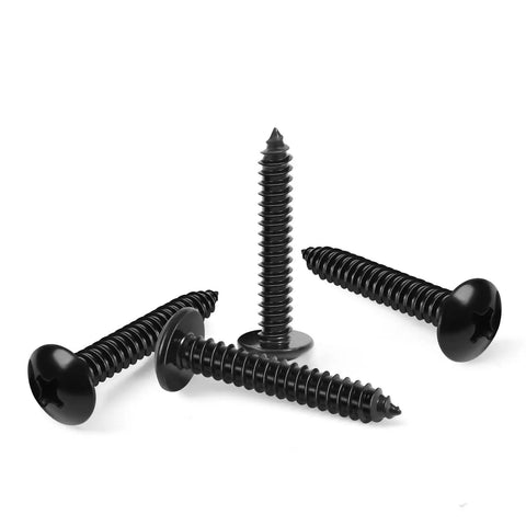 Top Shelf Number 14 By 1 1/2 Inch Truss Head Self Tapping Wood And Sheet Metal Screws in black 304 stainless steel.