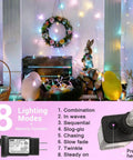 Pastel Outdoor String Lights 66ft 200 LED With 8 Modes Waterproof Plug In Connectable Twinkle Fairy Lights indoor decor