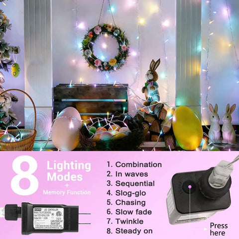 Pastel Outdoor String Lights 66ft 200 LED With 8 Modes Waterproof Plug In Connectable Twinkle Fairy Lights indoor decor