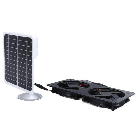 Solar Powered Dual Fan Kit For Coops, Greenhouses, And Sheds, 20 Panel Vent System With ABS Fans And Brackets, Easy Install For Small Spaces, Boosts Airflow And Keeps Things Fresh
