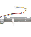 2 Phase 4 Wire Stepper Motor Linear Rail With 80mm Stroke Screw Actuator And Adjustable Slider, compact design with motor and leads.