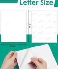 Sublimation Sticker Paper For Inkjet Printers 8.5x11 Glossy White Waterproof Heat Transfer Paper 60 Sheets size shown.