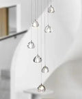 7 Light Raindrop Crystal Chandelier in Chrome Finish, modern pendant drops for hallways, foyer, high ceiling chandelier