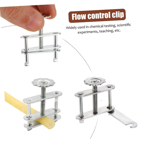 10 Pack Adjustable Screw Water Stopper Clamp For Lab Tubing Control Clips And Brackets, silver flatjaw hose clip
