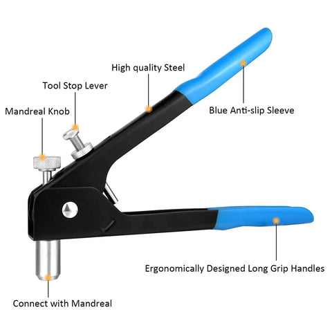 Rivet Nut Tool Kit 136 Pcs Set With M3 M4 M5 M6 M8 Mandrels And 130 Aluminum Ribbed Rivnuts Rivnut Gun Kit for installation