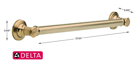 Traditional 24 Inch Shower Grab Bar No-Slip ADA Compliant Champagne Bronze Wall Mounted Safety Handle 1-1/4 Inch Diameter