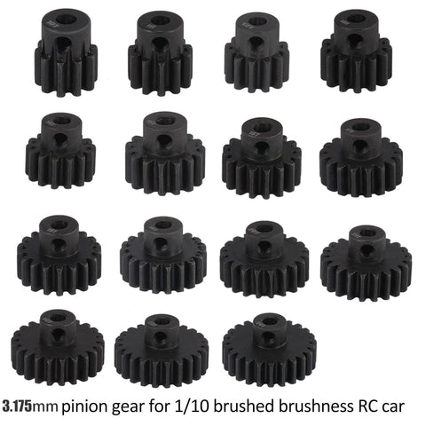 Hardened Steel Pinion Gear Set For RC Cars 3.175mm Shaft One Eighth Inch Hole 21T 22T 23T 24T 25T 48DP Pitch With Hex Key 5 Pieces Upgrade Kit For High Torque Brushless Motors