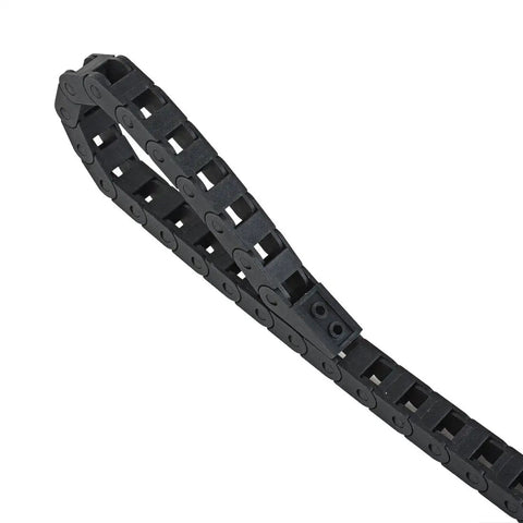 7x7mm Internal Size Black Plastic Drag Chain Cable Carrier 1M Length For CNC Machines, R15 Bend Radius, Rugged Nylon Build