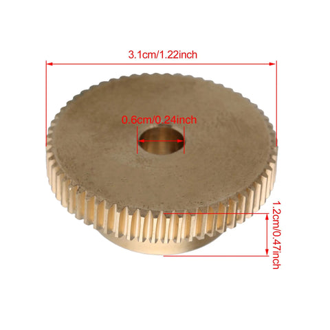Brass Gear Wheel 0.5 Modulus 60T With 6mm Bore And 31x12mm Gear Shaft For Precision Small Drive Reducers Industrial Replacement Accessory For CNC Robotics And DIY Projects, 31mm diameter