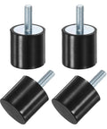Four Pack Heavy Duty Rubber Mounts D25mm X H25mm Vibration Isolators With M6 X 18mm Studs Cylindrical Shock Absorbers For Air Compressors Cars Pumps Boats Garage Motors And More, black rubber mounts with studs