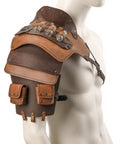Adjustable Gothic Spaulders With Vials And Coin Pouch Armor For Larp Cosplay Viking Knight Renaissance Costume Brown Leather Pauldrons