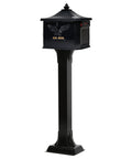 Hamilton Large Capacity Cast Aluminum Post-Mount Mailbox In Black with secure locking compartment and rust-resistant powder coat finish.