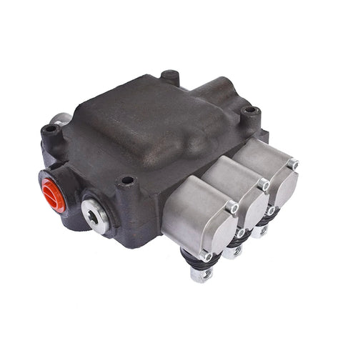 waltyotur 3-spool hydraulic directional control valve with SAE ports, black housing and red port cap
