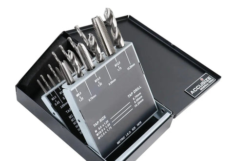 Metric 18 Pcs HSS Tap And Drill Set For Quick No Nonsense Metalwork, Includes M2.5X0.45 Through M12X1.75 Taps And 2.05 To 10.20mm Drills, Fully Ground For Precision, Ideal For Home Shops CNC And Maintenance Projects