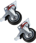 Heavy Duty Non Slip Swivel Caster Wheels With Safety Brake Industrial Rubber Rollers for furniture and carts, 3-inch size, side view.
