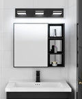 Three Light 24 Inch Matte Black LED Vanity Light With Frosted Acrylic Shades, Cool White 6000K for Bathroom Mirror view