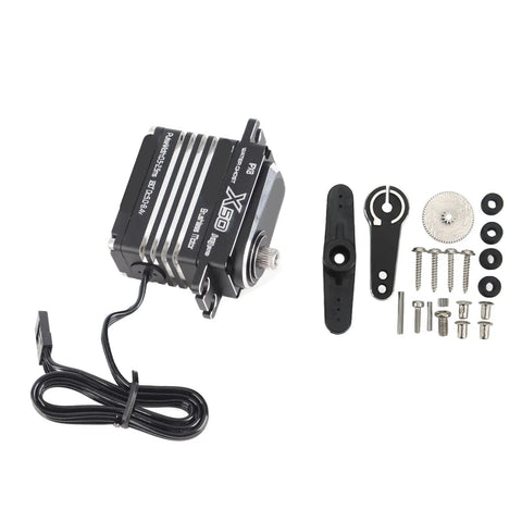 Bad Boy Rc Digital Servo 50kg Torque Heavy Duty Full Metal Cnc Gears Aluminum Alloy Motor with accessories for RC vehicles.