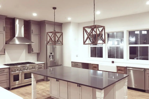 Pro Level Reactive Water Based Interior Wood Stain Delivers A Legit Gray Brown Weathered Patina On Beams Walls And Furniture Zero Voc Formula For Smooth Application Heavy Duty 55 Gallon Drum Ready, kitchen with modern gray cabinets and wood accents.