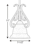 One Light Bell Shaped Mini Pendant With Tea Colored Shade In Forged Bronze Finish From Torino Collection, 11x7.5 inches diagram