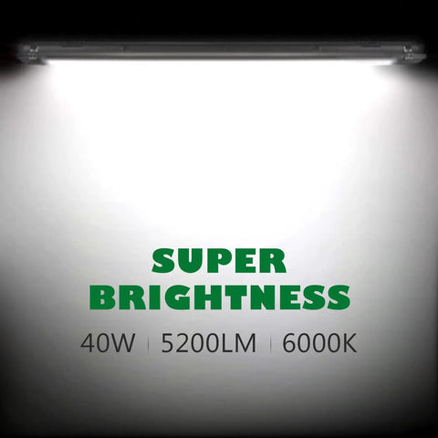 Eight Pack 4 Foot LED Vapor Proof Shop Light Fixture With Selectable 60W 50W 40W 8100 Lumens 5000K Temperature IP65 Waterproof