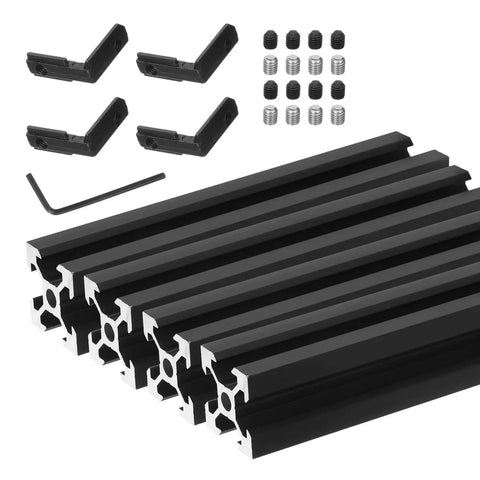 4 Pack V Slot 2020 Aluminum Extrusion Profile 100mm By 20mm Anodized Black European Standard For 3D Printers CNC Machines DIY Projects