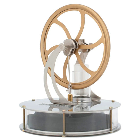 Low Temperature Stirling Engine For Coffee Mug Power, Easy Start Steam Engine Model, educational toy with flywheel close-up
