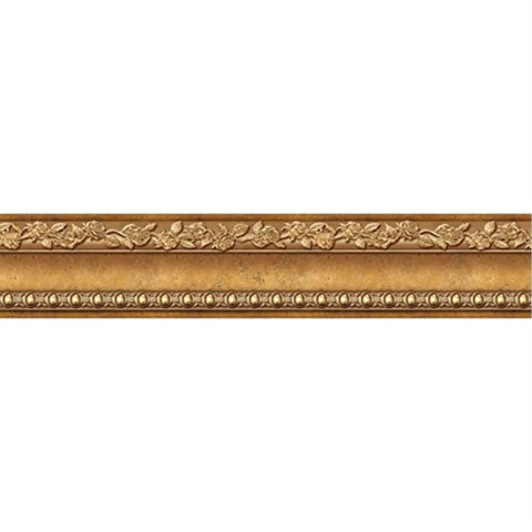 Flower Molding Peel And Stick Wall Border Gold Brown 4 Inch Wide 13 Feet Long PVC Material Easy To Install Mess Free Peel And Stick Sticks