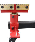 Close-up of Beefy Heavy Duty Auto Body Frame Puller And Straightener with 6600 lbs capacity and 10 Ton pulling tower, red base