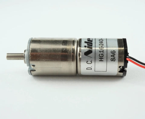 Compact 12V Geared Motor With 34 To 1 Gear Ratio And 16 Millimeter Shaft 310 RPM 25 mNm Rated Torque 110 mNm Starting Torque Awesome For Robotics CNC Builds And DIY Automation Rigs, side view