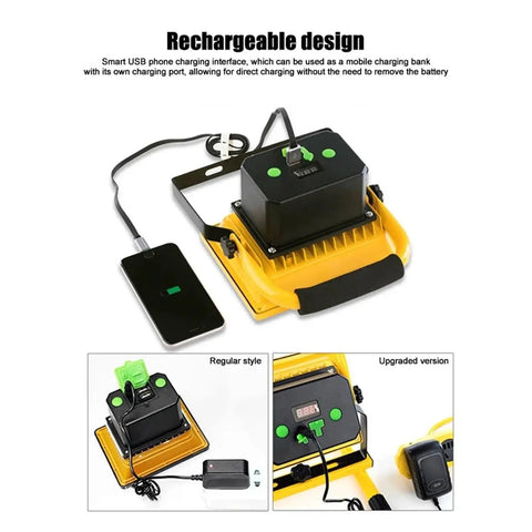 JUDYSSY 800W Led Rechargeable Floodlight Waterproof Outdoor Emergency Led External Projector Spotlight Searchlight with USB charging.
