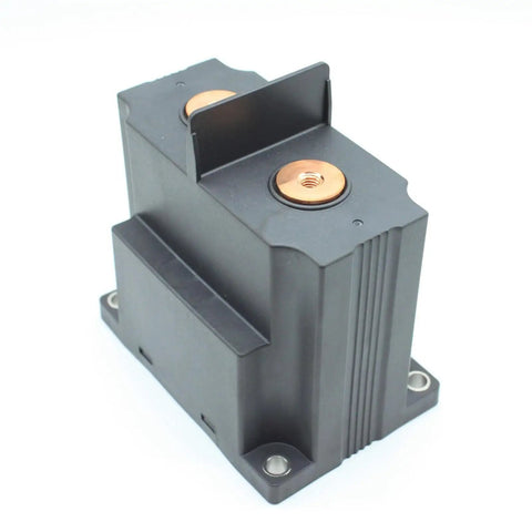 Beefy 1500V High Voltage Dc Contactor Rated At A Smooth 250 Amps With Plug And Play 12V Or 24V Coils For EV Charging Stations And Battery Energy Storage Systems, side view.