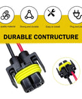 Level Up Your Ride With This Heavy Duty H11 Car Light Wire Socket Connector Set featuring durable black H11 connector with extension wiring.