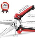 Workhorse Pruning Shears with stainless steel blades and ergonomic non-slip handles for sharp fast cuts on fruits vegetables flowers plants