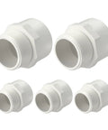 Five Pack One And A Half Inch PVC Pipe Fittings NPT Male Thread Adapters SCH40 Slip Coupling Connectors For DIY Furniture Assembly