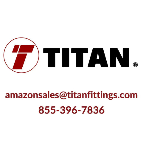 Logo of Titan Fittings with contact email and phone number