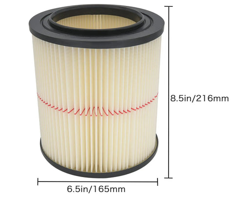 Heavy Duty 9-17816 Wet Dry Vacuum Filter Replacement For Shop Vac 5 Gallon And Larger Red Stripe Cartridge Filter with dimensions