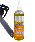Friction-Reducing Chainsaw Lubricant With Deep Rust Protection And Anti-Wear Formula For High-Performance Cutting bottle and chainsaw