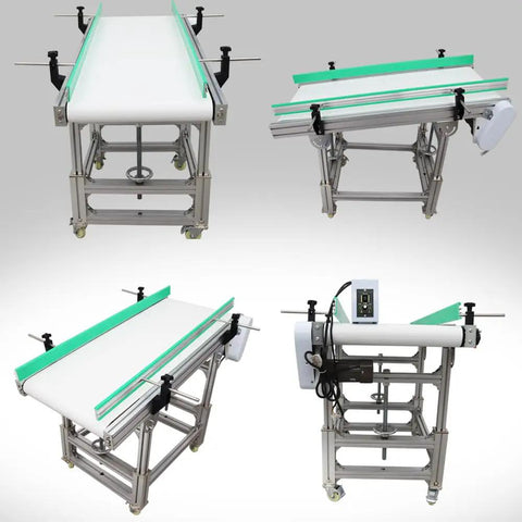 PU Inclined Wall Conveyor Belt 48 Inch Long By 20 Inch Wide Aluminum Industrial Transport Conveyor Machine 110V Heavy Duty
