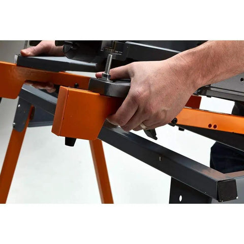 Hands attaching tool using Tool Mounts For Miter Saw Stands And Work Centers Quick Attach 20 Inch Long Mounts Without The Fuss.