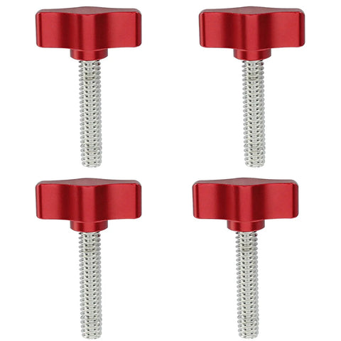 Four Pack 1/4-20 By 1-1/4 Inch Thumb Screws With Stainless Steel Threads And Red Aluminum Knob for woodworking projects