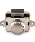 Front view of Push Lock Cabinet Latch 26mm For RVs Caravans Boats And Motor Homes On The Go Easy Install Drawer Button Lock Brown Finish