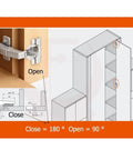 Diagram of 90 Degree Corner Fold Cabinet Hinges With Mounting Screws For Kitchen And Bathroom Cupboards, No Fuss Surface Install