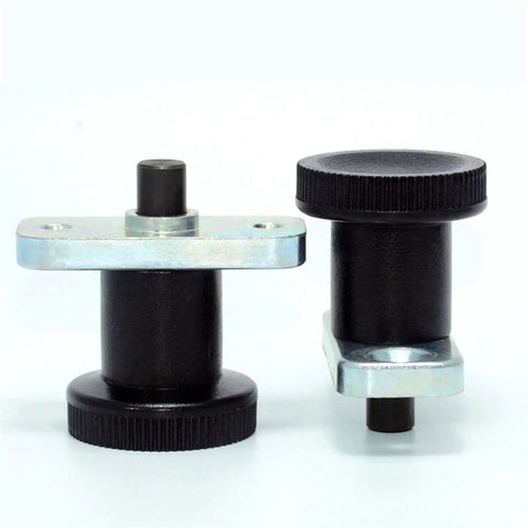 Heavy Duty Flange Mount Indexing Plunger With Dependable Spring Pin And Smooth Plastic Knob GN608 view of two plunger locators