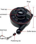Heavy Duty Spring Balancer For Tools, Retractable 2m Stand With Hook And Wire Rope, 108mm black unit with tension knob