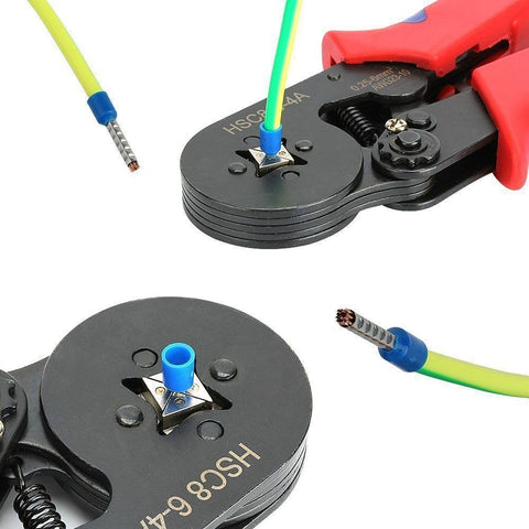 Pro Grade Wire Ferrule Crimping Tool Kit With 1200 Ferrule Terminals in Six Color Codes Ratcheting Crimping Plier close-up