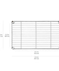 Four-Shelf Steel Wire Garage Storage Shelves Heavy Duty With Adjustable Metal Unit, Each Shelf Holds Up To 200 Lbs, 800 Lbs Total Capacity, 23.2 In Wide By 48 In High By 13.4 In Deep, Black, Ideal For Tools, Gear And Supplies In Workshop Or Garage. black steel wire shelf with dimensions shown